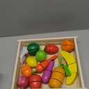 FUN LITTLE TOYS 35PCS Wooden Play Food for Kids Kitchen, Pretend Cutting Food Toys with Wooden Tray, Dishes and Knife for Kids, Pretend Play Food for Christmas Birthday Gifts