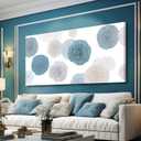 VAYIMDH Canvas Art Light Blue Pictures Wall Decor Grey and Blue Abstract Floral Wall Art Minimalist Poster for Living Room 29"x 58" Office Aesthetic