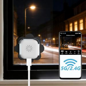 Uniter 2.5K No Drill Window Camera, 2.4GHz/ 5GHz WiFi Indoor Window Cameras for Home Security with Color Night Vision, Motion Detection, 24/ 7 Recording, Spotlight Siren, Real-Time Alerts, 2-Way Audio