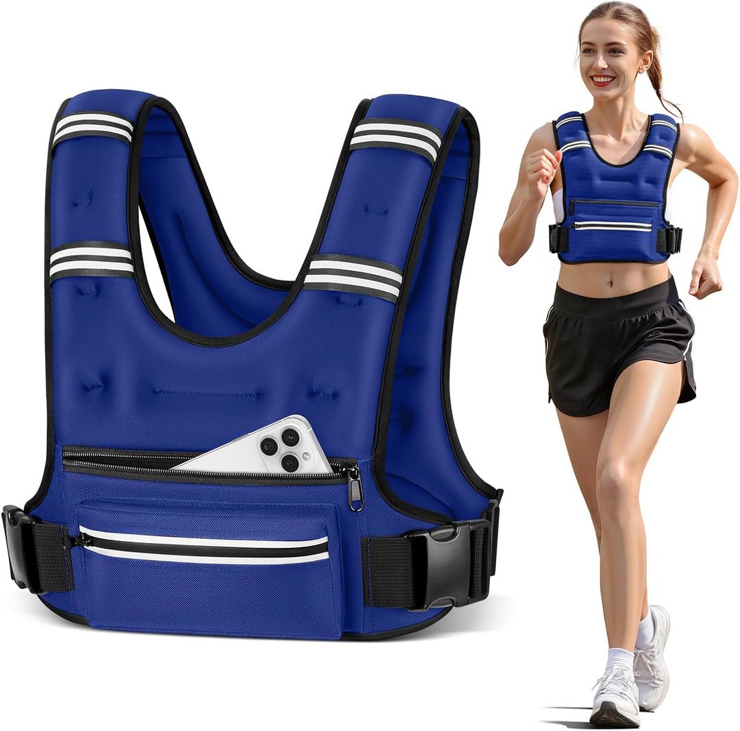 Weighted Vests for Women Men, 8 lb Weighted Vest with Storage Pockets, Rucking Vest with Reflective Stripe, Adjustable Straps Weight Vest for Running, Walking, Workout, Training