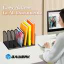 7-Section Metal Upright File Sorter Organizer, Office Small Letter Sorter Desktop File Organizer Metal Mesh Iron Sole, Black