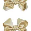 3 Inch Baby Girl Hair Bows Clips Hairpin Headwear Little Teen Toddler Girls Kids Teens Toddlers Hair Accessories - Set of 2 (Light Gold)