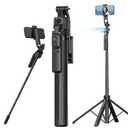 C17 Auto Face Tracking AI Gimbal Selfie Stick Tripod Stand 3 in 1 Multifunctional Design, Detachable Bluetooth Remote Compatible for iPhone/Android, Best for Vlogging/Photo Shoot