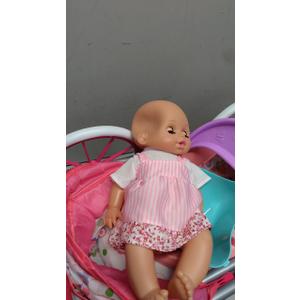 Baby Doll Stroller Toy Set with 12.5'' Doll and Accessories- 2 Doll Clothes, Diaper, Dining Chair, Pacifier, Storage Bag, Baby Doll Stroller Toys for Girls Toddlers 3-5 4-6 5-7 Gifts for Pretend Play