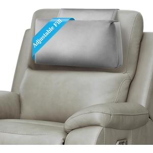 AHUAWA Recliner Headrest Pillow, Adjustable Comfort Neck & Head Support Pillow, Soft Velvet NonSlip Headrest for Pain Relief & Relaxation, Ideal for Recliner, Couch, Chair, Sofa Light Gray