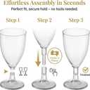 JoyServe 24 Plastic Wine Glasses Disposable - 7 Oz Clear BPA-Free Plastic Glasses with Stem, Reusable Party Wine Cups for Outdoor Parties, Weddings, Toasts, Drinks, Catering (Bulk Pack of 24)