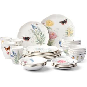 Lenox 865075 Butterfly Meadow 28-Piece Dinnerware Set, White