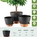 8/10/12 Inch Self Watering Pots for Indoor/Outdoor Plants - Large Plastic Planter with Drainage Holes, Water Level Indicator & Deep Reservoir, Modern Decorative Flower Pots (Black), 8/10/12 Inch Set