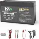 KBT 6V 15Ah Rechargeable LiFePO4 Lithium Battery Replacement, Long Lasting Life, with Charger for Ride on Toys, DIY Project, Tractor, Emergency Light Equipment, Lanterns, Deer Feeder