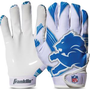 Franklin Sports Youth NFL Football Receiver Gloves - Kids Football Gloves Pair - NFL Team Logos and Silicone Palm (Youth Medium/Large) Detroit Lions