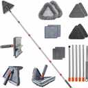 Upgraded Wall Cleaner Mop & Baseboard Cleaning Tool with 98" Long Handle, Duster Mop for Painted Wall, Ceilings, Windows, Floor, 2-in-1 Triangle & Rectangle Head with Squeegee, 10 Washable Pads