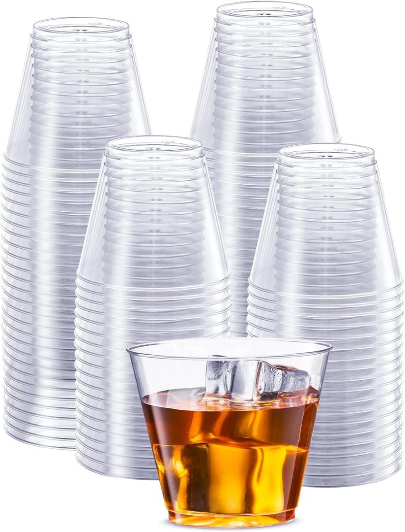 Clear Hard Plastic Cups/Tumblers [5 oz. Squat - 200 Count] Small Disposable Party Cocktail Glasses