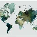 Stupell Industries Green Toned World Map Wall Plaque Art, Design by Grace Popp, 19 x 13