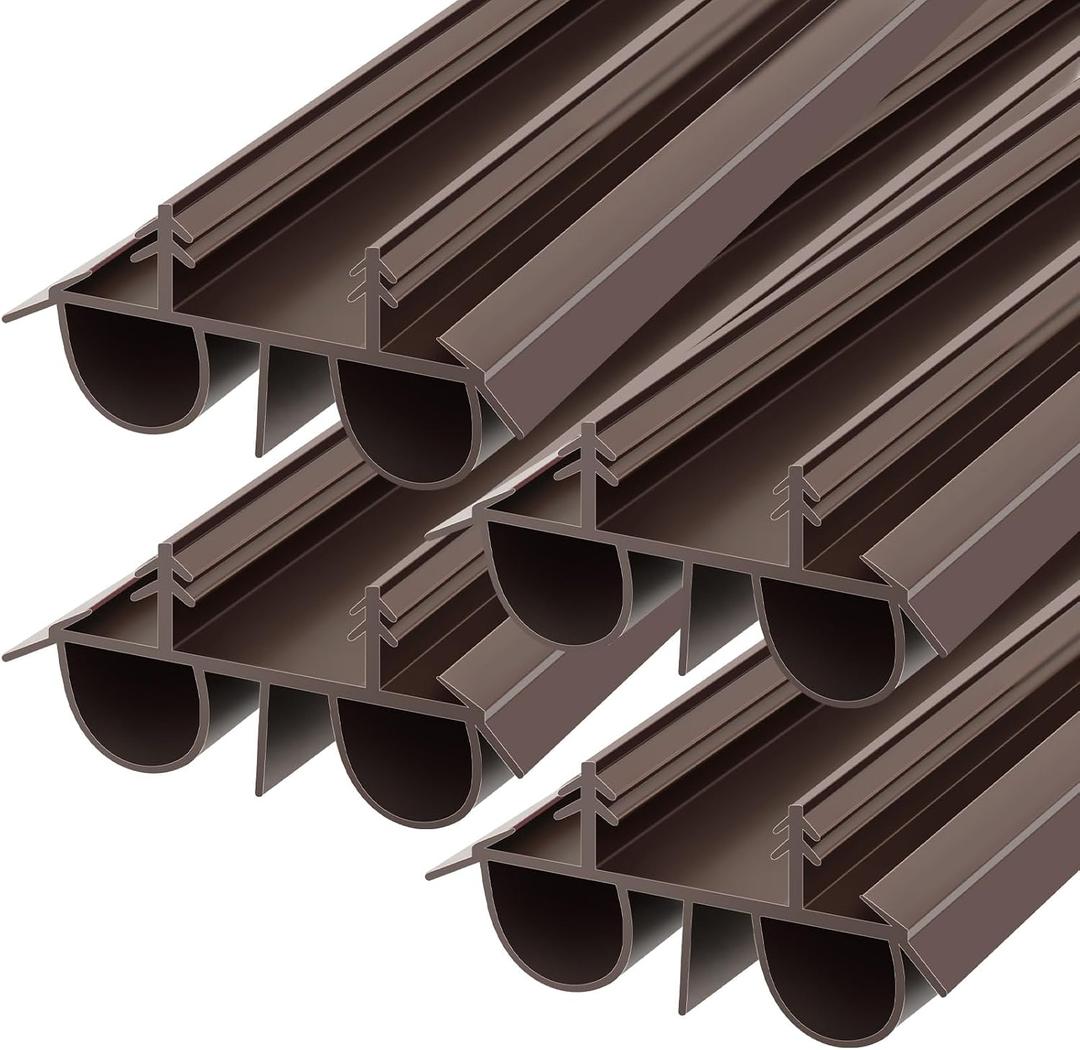 Lineshading 4 Pack Bottom Door Seal Exterior Plastic PVC 1 3/4" x 36" for Vinyl Concealed Kerf/Channel Fit Under Door Seal Strip for Weather Stripping Draft Stopper(Brown)