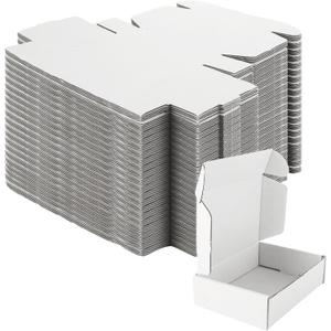 50 Pack 6 x 4 x 1.6 Inch Shipping Boxes, Small Corrugated Cardboard Box White Mailer Boxes Gift Boxes for Business Shipping Mailing Packaging Literature Mailer