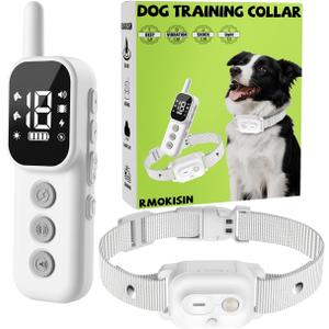 Dog Shock Collar with Lighting Indicator, Dog Training Collar with Remote 3300FT Range, Rechargeable Waterproof E-Collar for Small Medium Large Dogs (White)