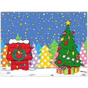 Fabric 8x6ft Cartoon Christmas Night Photography Backdrop Winter Snowy Red House PineTree Background Kid Xmas Party Decorations Photo Shooting Banner