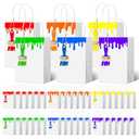 Dianelhall 36 Set Art Paint Party Favor Bags with Paintbrush Tags Colorful Paint Drip Paper Gift Treat Goodie Bags for Art Theme Birthday Party Decorations Supplies, 6 Colors