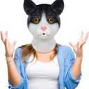 Cute Cat Mask, Funny Novelty Latex Animal Full Head Masks for Adults Masquerade Cosplay Party Props