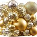 Christmas Balls Ornaments -36pcs Shatterproof Christmas Tree Decorations with Hanging Loop for Xmas Tree Wedding Holiday Party Home Decor,6 Styles in 3 SizesGold