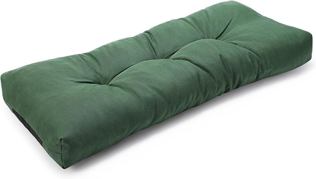 SUNROX LokGrip Non Slip Tufted Memory Foam Bench Cushion, FadeShield Water Resistant Durable Thicken Outdoor/Indoor Bench Seat Pads 42x16x4 inch, Heather Fern