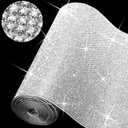 Outus 60750 Pieces Self Adhesive Rhinestone Sheets 59 x 7.87 Inch Bling Glitter Crystal Diamond Rhinestone Sticker Vinyl Wrap Sparkle Gem Stickers for DIY Home Car Arts Craft Decoration(Silver)