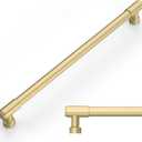 Amerdeco 10 Pack Brushed Gold Cabinet Pulls 10 Inch(254mm) Hole Center Drawer Pulls Cabinet Hardware Kitchen Cabinet Handles for Bathroom ZH0075