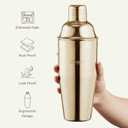 KITESSENSU Cocktail Shaker Set, Stainless Steel Bartending Kit with 25 Ounce Cocktail Shaker with Built in Drink Strainer, Measuring Jigger, Mixing Spoon & Drink Recipe Guide, Gold