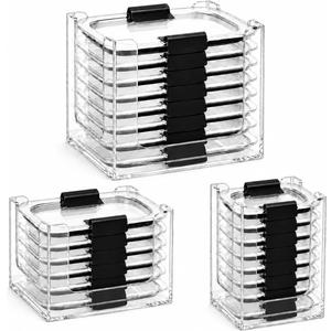 3PCS Clear Acrylic Food Container Lid Organizer for Rubbermaid Brilliance Nap-on Lids, Stackable Lid Holder Rack, Kitchen Storage Holder 4.7 Cup, 3.2 Cup, 1.3 Cup. 0.5 Cup Container, Holds 24 Lids