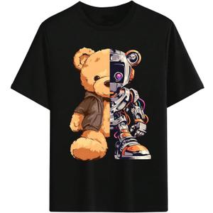 SweatyRocks Boy's Graphic Tees Short Sleeve Crew Neck T Shirts Casual Tops (Black, 13-14Y)