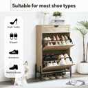 Shoe Cabinet Storage with 2 Flip Drawers, Narrow Hidden Shoes Cabinet Organizer for Entryway, Freestanding Slim Shoe Rack Front Door Entrance(Oak), Medium