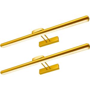 MQOUO 24.4" Wireless Picture Lights, Rechargeable Battery Art Display Light with Remote Control, Dimmable/Timer Off Dartboard Light, 3 Lighting Modes Full Metal Painting Display Lights (Gold-2Pack)