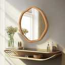 ULIKE Irregular Round Wood Mirror 30 Inch, Natural Wall Mirror