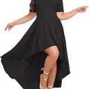 LALAGEN Maxi Dress for Women Casual Short Sleeve Ruffle Flowy High Low Summer Long Dress, Size L 