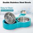 Heated Water Bowl, Double Stainless Steel Heated Dog Bowl for Outdoor Use, 46 OZ Total & Chew Proof Cord, Winter Warm Water & Food Bowl for Pets Bird Chicken UL Certified