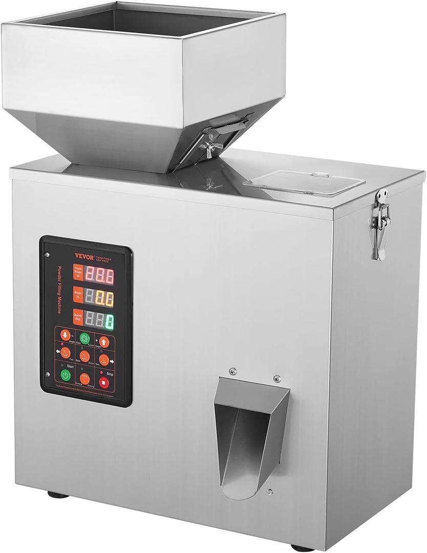 VEVOR Powder Filling Machine, 0.002-0.44lbs/1-200g, Automatic Intelligent Particle Weighing Filling Machine, Bottle Bag Powder Filler Particle Dispenser for Tea Seeds Grains Powder Flour Beans Glitter