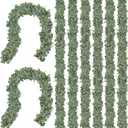 CQURE 8Pcs Eucalyptus Garland,Artificial Eucalyptus Leaves Table Greenery Garland Wreath Vines for Wedding Party Table Fireplace Bedroom Room Decor