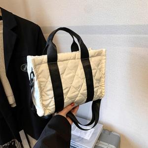 Small Puffer Bag Quilted Crossbody Bags for Women, Puffy Purse Nylon Tote Bag Shoulder Handbag with Adjustable Strap
