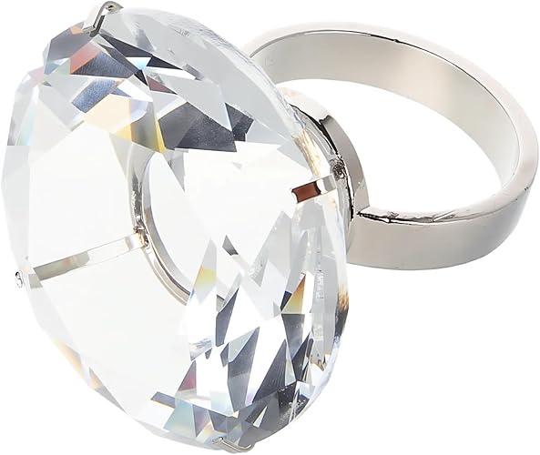 Hemoton 1pc Wedding Decoration 2.36Inch Alloy Glass Big Diamond Ring Romantic Proposal Wedding Props Home Ornaments Party Souvenirs