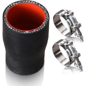 3.0" to 4.0" ID Straight Silicone Reducer Coupler Hose with Stainless T-Bolt Clamp,4 Layers Reinforced, Thickness(5mm),Leg Length 3 inch Intake Turbo Piping Intercooler Coupler Silicone Hose