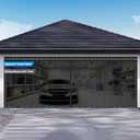 Sliding Garage Door Screen 16x7FT for 2 Car Garage Doors, Magnetic Garage Screen Door with Track Closure, Thicker 265g/㎡ Mesh, 16x7Ft Retractable Garage Door Screen(Patent has Been published)