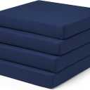 Outdoor Chair Cushions Set of 4 Fade Water Resistant, Patio Furniture Cushions with Non-Slip Ties,Square Cushions for Outdoor Furniture and Lawn Dining Chairs, 18.5 x 16 x 3, Navy