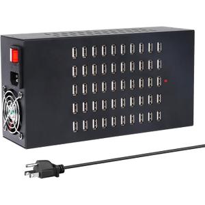50 Port 200 Watt (40A) USB Charging Station, High Power Fast Charger Block, Multiple Desktop Charging Station with Smart IC Protection, Suitable for Hotels, Schools, Offices & Retail Stores