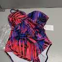 Eomenie Women's Push Up Wrap Front Swimsuit One Piece Tummy Control Bathing Suits Bandeau Support Slimming Swimwear (Large, Purple and Black Printed)