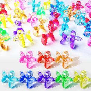 70 Pcs Mini Resin Balloon Dog Figurine to Hide Small Acrylic Bulk Balloon Animal Toys Crafts 8 Color Mixed with Holes for Party Favors Statue Decor Charm Keychain (Colour Mixture)