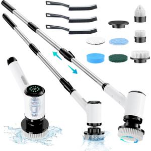 Electric Spin Scrubber: Cordless Power Spin Scrubber with Long Handle and Dual Speeds for Cleaning Bathroom Tub Tile Floor Include Cleaning Brush (Handle Length 50 inch)