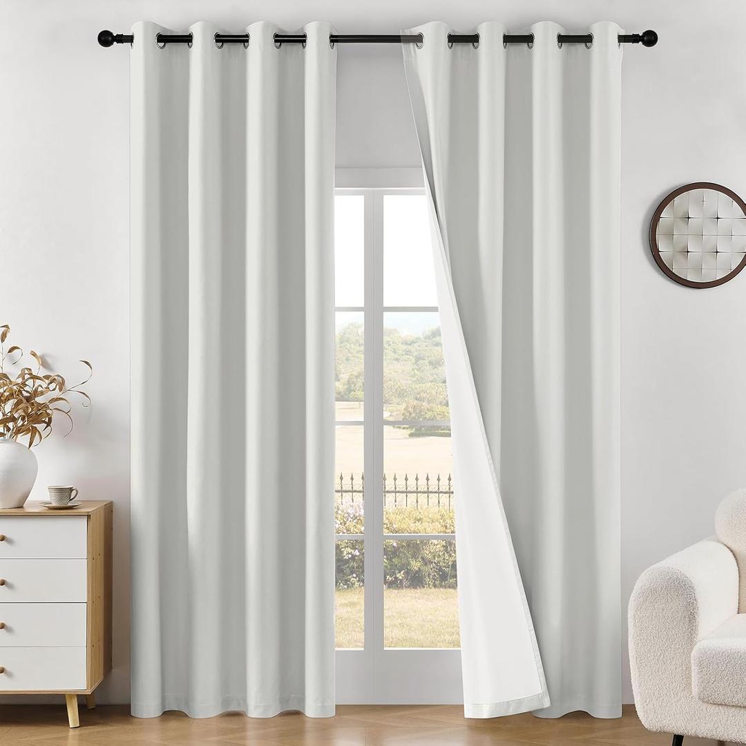 Joydeco White Blackout Curtains 84 Inches Long - 100% Blackout Curtain 2 Panels Set, Grommet Thermal Insulated Window Drapes for Bedroom Living Room (Pure White,52" Wx84 L)
