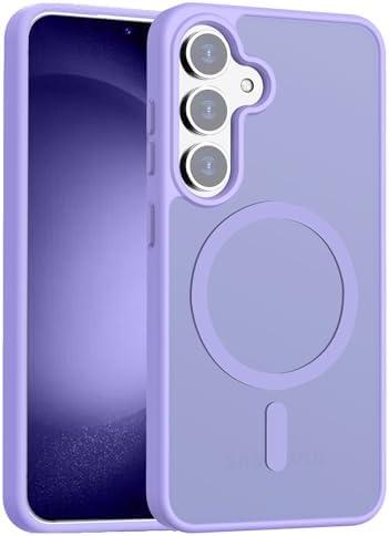 Hualele Magnetic Designed for Samsung A36 Case, Compatible with MagSafe, Military Grade Dropproof Translucent Matte Hard Back Soft Edge Slim Protective for Samsung 5G Case, Light Purple