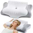 Cervical Pillow for Neck Pain Relief - Cooling Ergonomic Dual-Sided Orthopedic Neck Pillow with Ice Silk Pillowcase, Breathable Memory Foam Contour Pillow for Side, Back, Stomach Sleepers