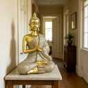 Gold Sitting Buddha Statue Small Gold Decor Meditation Gifts Indoor Statue for Zen Art, Buddha Statues Yoga Meditation Room Home Decor Indoor, Buddhist Art Zen Sculptures Gifts for Mom